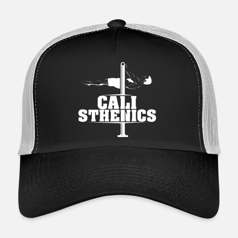 calisthenics frontlever athlet sport training logo - Trucker Cap - Schwarz/Steingrau