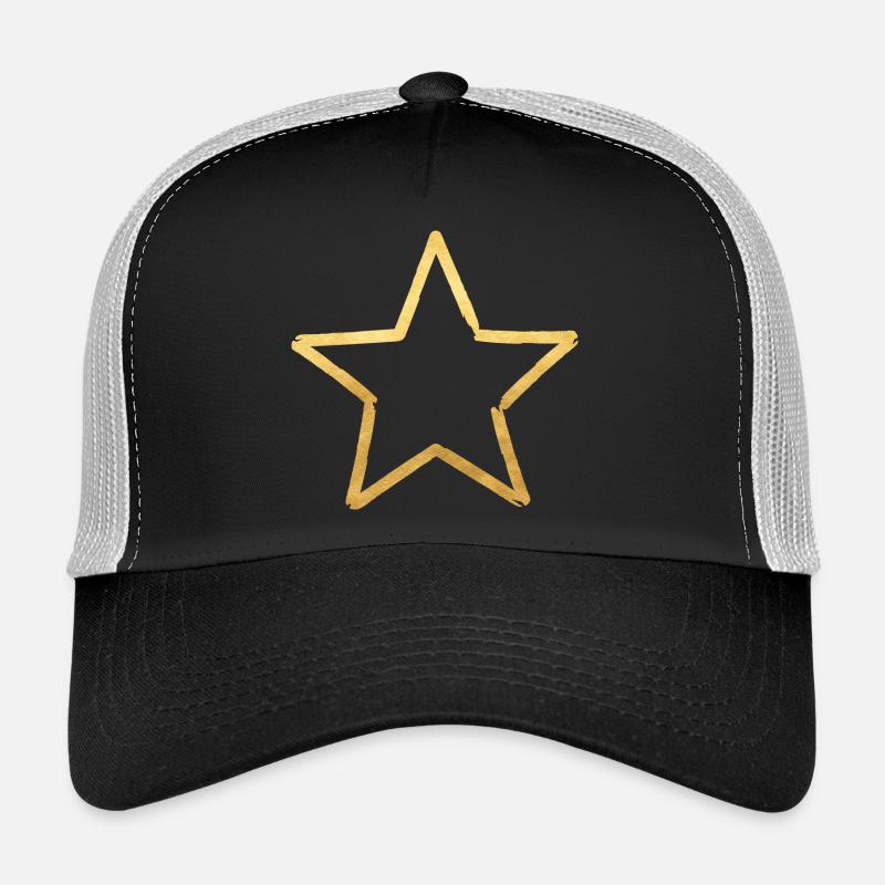 Stern Gold Optik Glück edel Geschenk - Trucker Cap - Schwarz/Steingrau