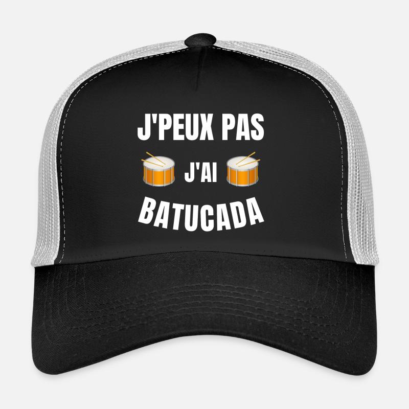 batucada, Brésil, tambour, percussion - Casquette trucker  - noir/gris pierre
