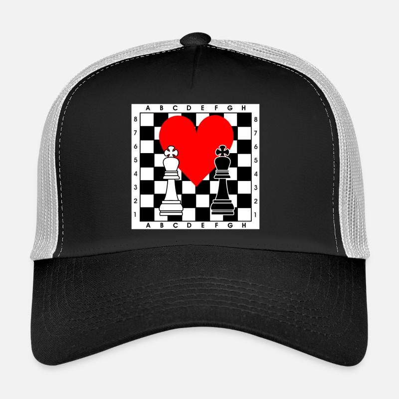 Schachbrett mit Herz - Trucker Cap - Schwarz/Steingrau