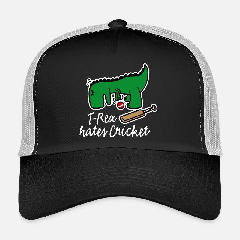 Cricket player dinosaur, T-Rex hates cricket Trucker Cap