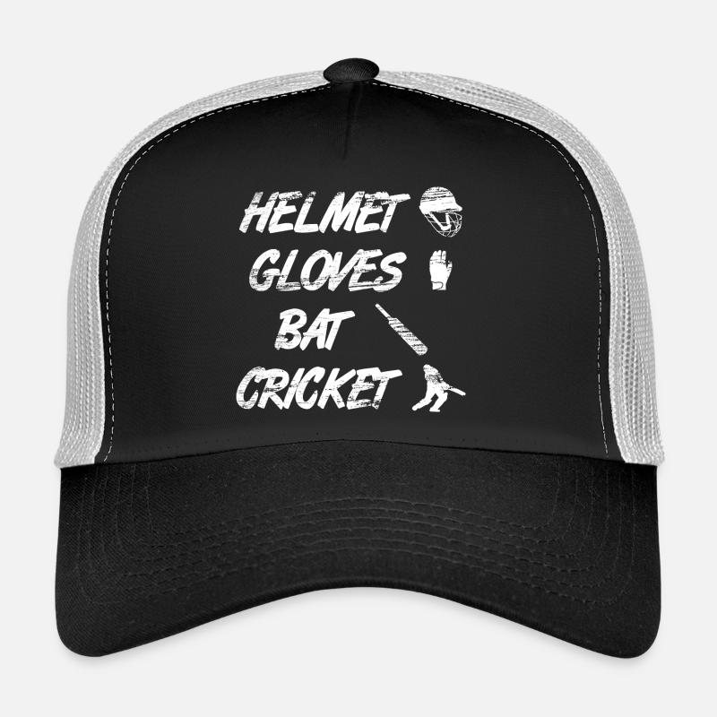 Helmet Gloves Bat Cricket Trucker Cap
