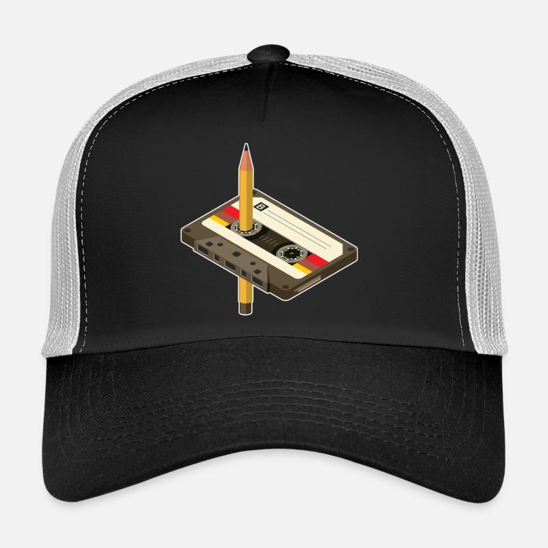 Vintage Kassette mit Bleistift-Design - Trucker Cap - Schwarz/Steingrau