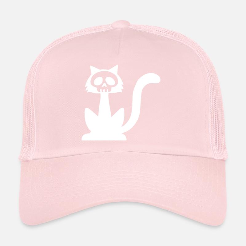 Tête de mort chat blanc Casquette trucker 