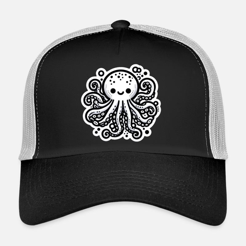 Octopus Octopus Blanc Autocollant Casquette trucker 