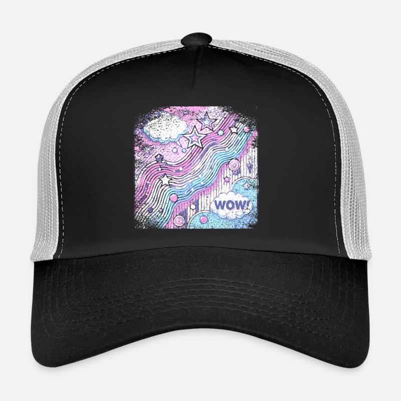 Pop Art Style Frayed Edge Trucker Cap