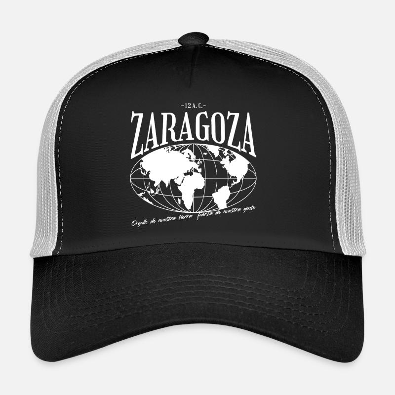 Retro world map with Zaragoza lettering Trucker Cap