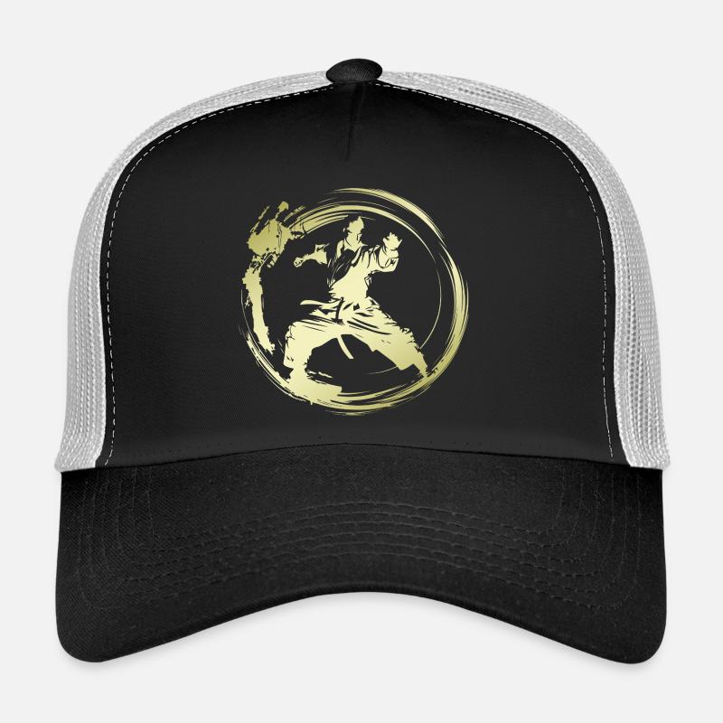 Karate Silhouette Fighter - Trucker Cap - Schwarz/Steingrau