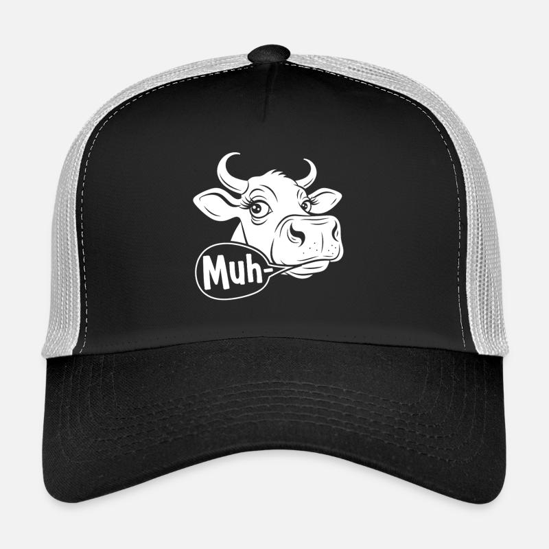 Muh Kuh Cartoon Spruch - Trucker Cap - Schwarz/Steingrau