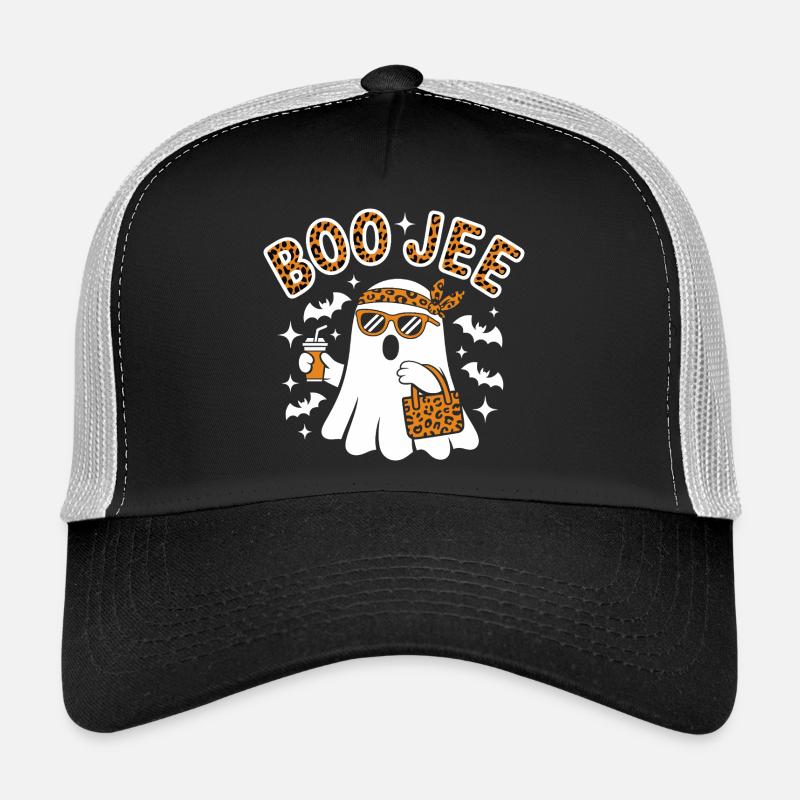 Leopard Ghost Halloween Chic Trucker Cap
