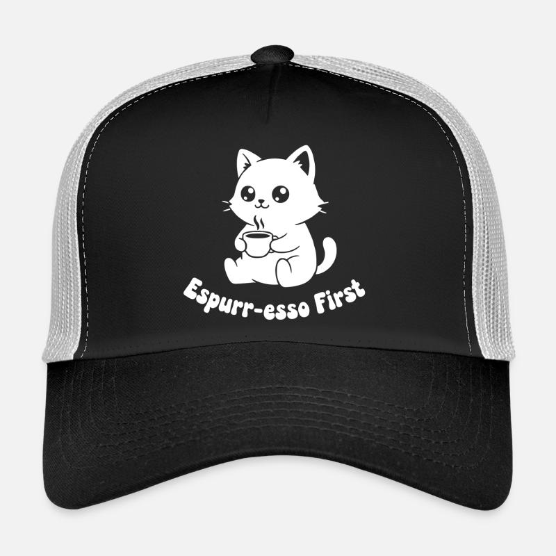 Kaffeekätzchen Latte Illustration Trucker Cap