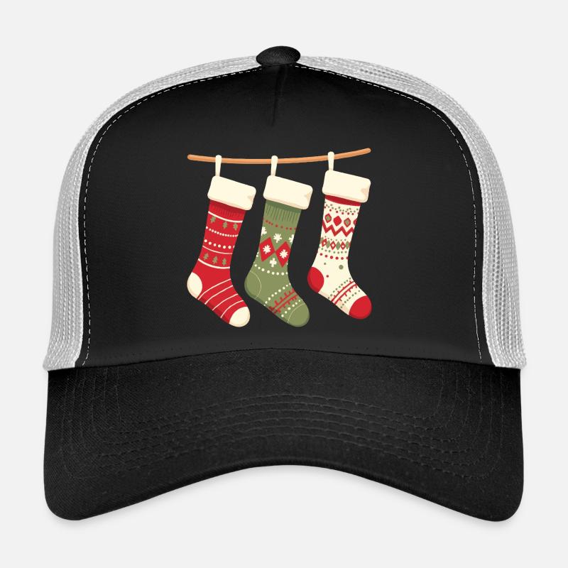 Three Stockings Christmas Pattern - Trucker Cap - black/stone grey