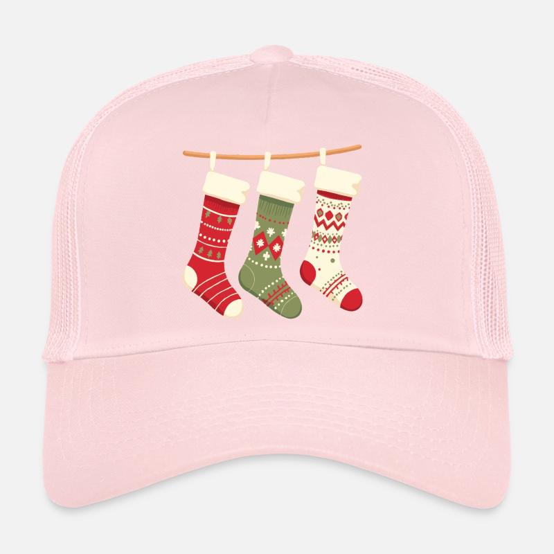 Three Stockings Christmas Pattern Trucker Cap