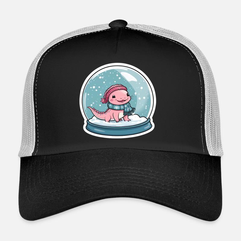 Axolotl in der Schneekugel Trucker Cap