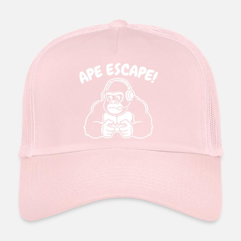 Monkey Gamer with Headset Controller Trucker Cap