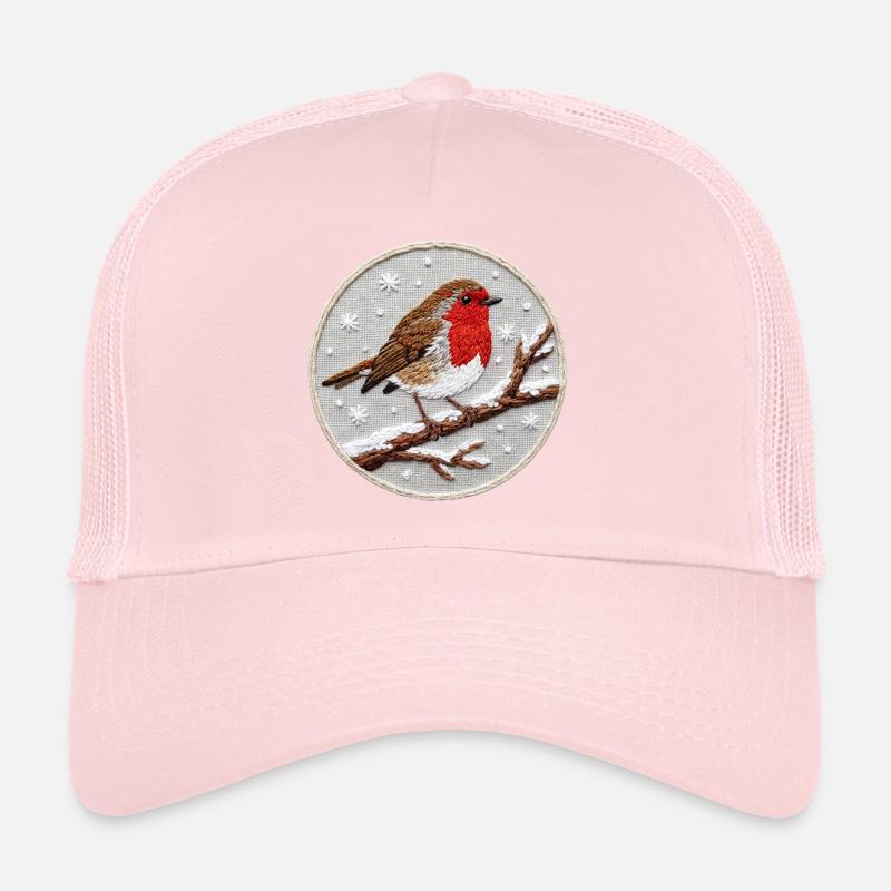 Robin embroidered on a twig (printed) Trucker Cap