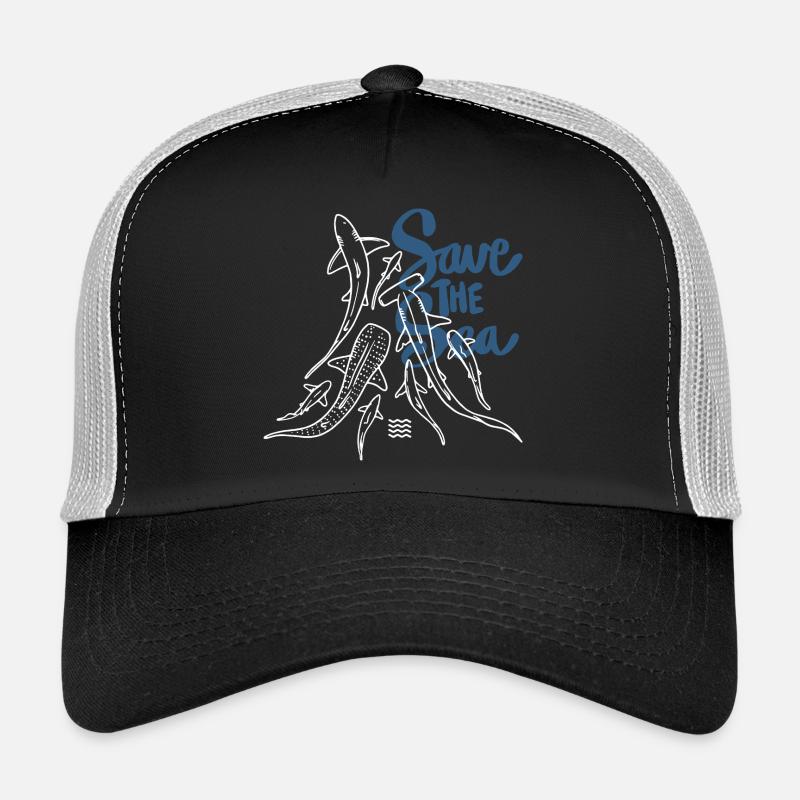 Save The Ocean Line Art Trucker Cap