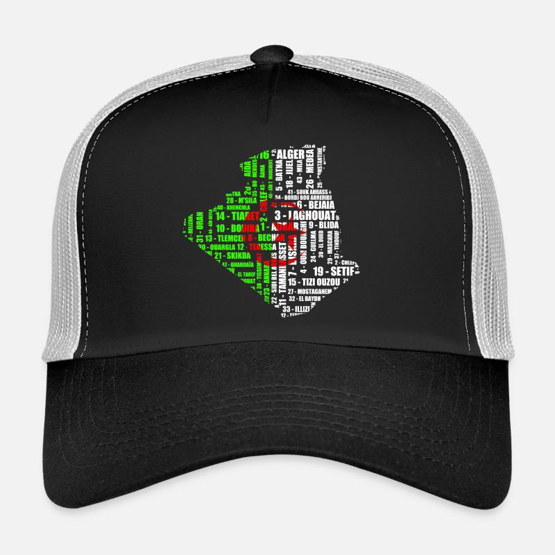 Carte d'Algérie en couleur drapeau et 48 wilayas Trucker Cap