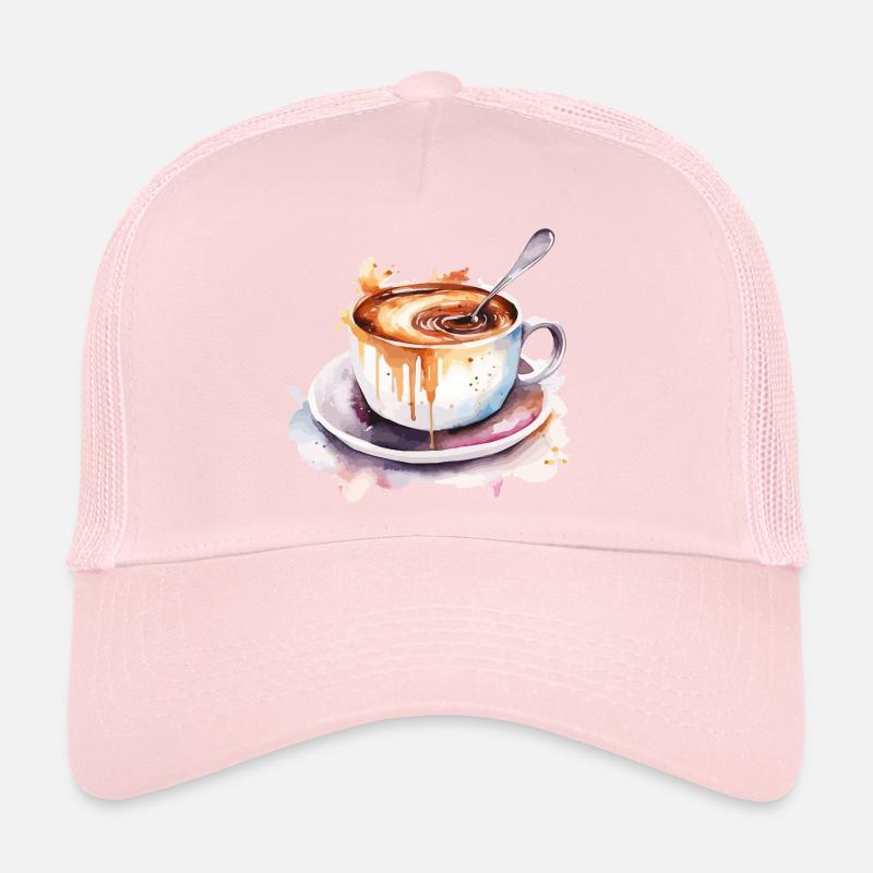 Coffee Watercolor Mug Splash Trucker Cap