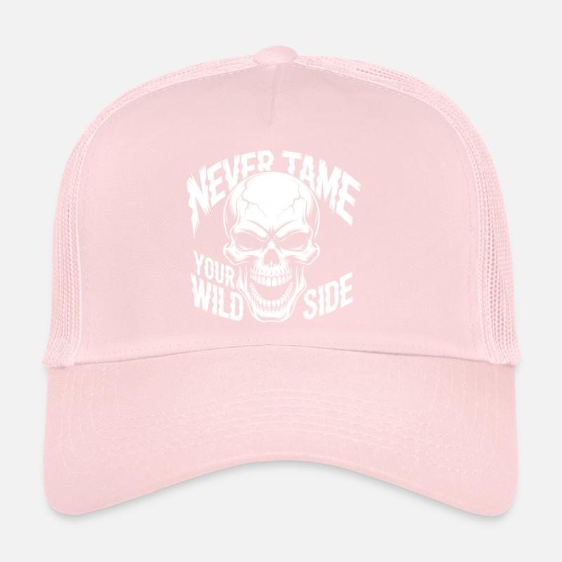 Never Tame Your Wild Side Skull – Gothic Design Trucker Cap
