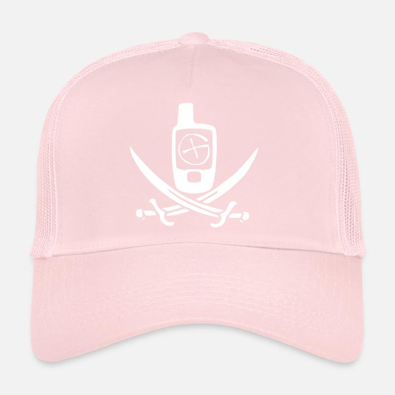 Géocaching Drapeau Pirate Blanc Casquette trucker 