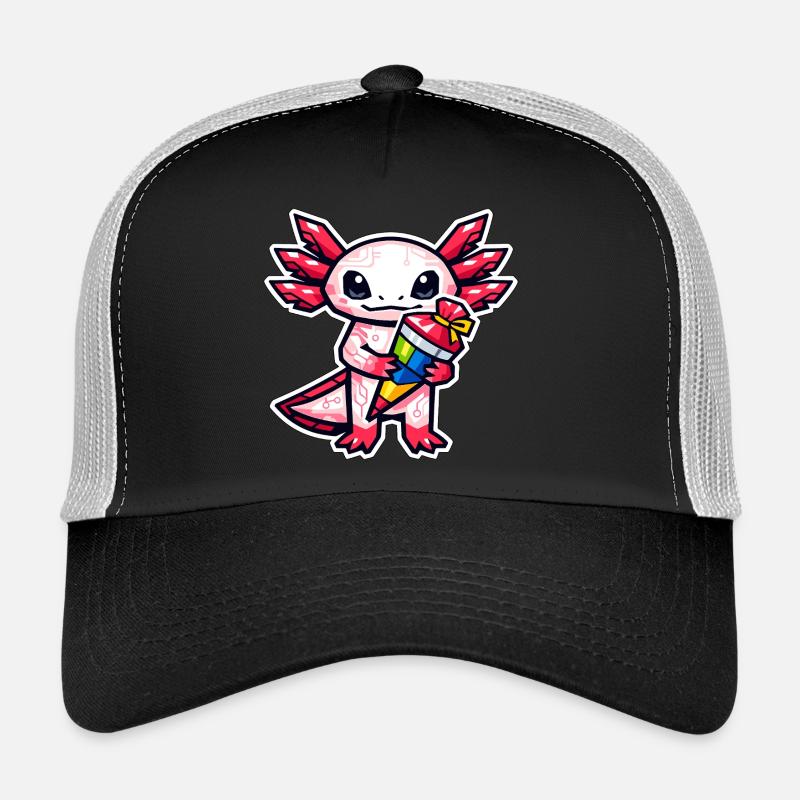 Axolotl avec cône d’école pour l’inscription scolaire Casquette trucker 