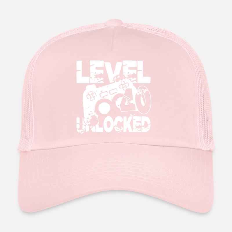 Level 40 Controller Graphics Black White Trucker Cap