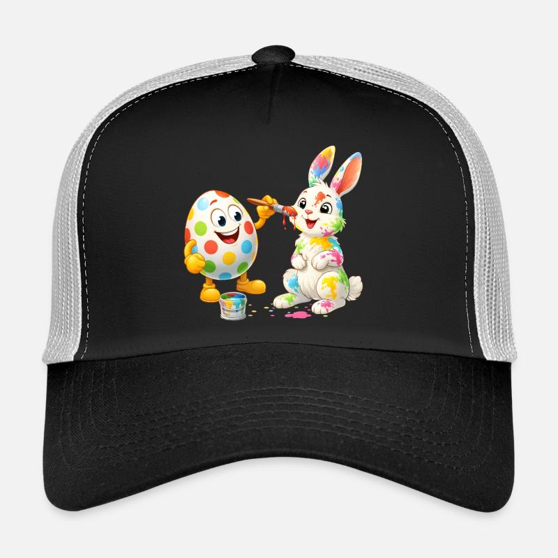 Œuf de Pâques drôle peint Joyeux lapin de Pâques Casquette trucker 