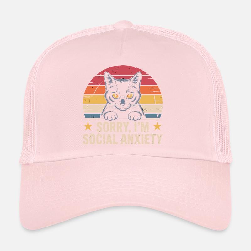 Anxiété sociale du chat noir rétro Casquette trucker 