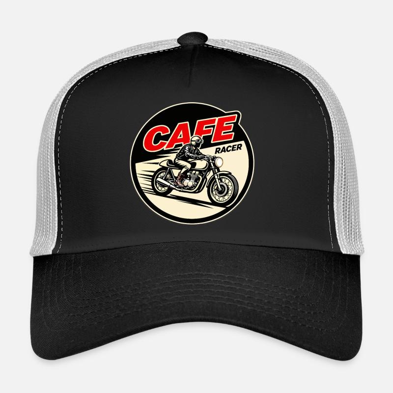 Cafe Racer Vintage Logo Circle - Trucker Cap - Schwarz/Steingrau