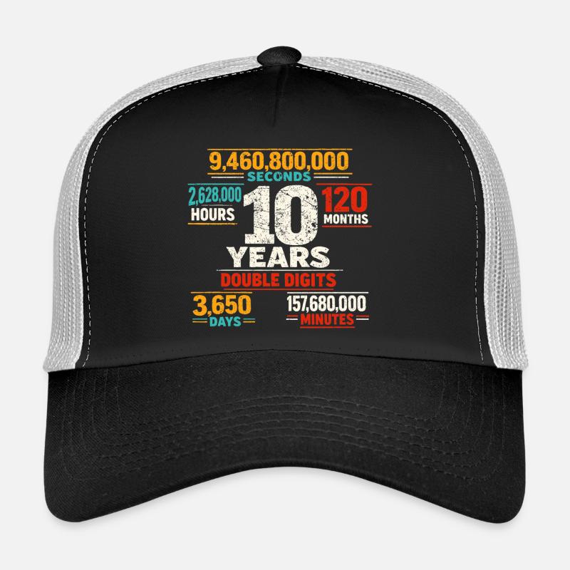 10 Years Double Digits Birthday Retro Design Trucker Cap