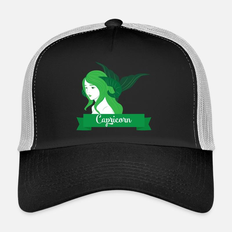Sternzeichen Steinbock / Zodiac Capricorn - Trucker Cap - Schwarz/Steingrau