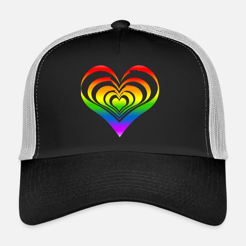 Herzliebhaber Regenbogen - Trucker Cap - Schwarz/Steingrau