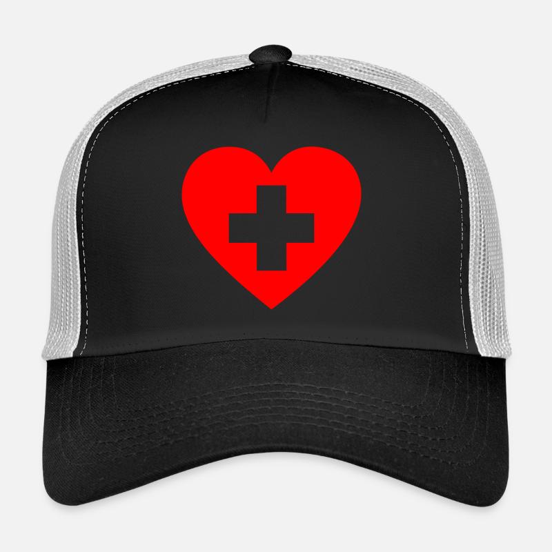 Erste Hilfe Herz Geschenk Geschenkidee - Trucker Cap - Schwarz/Steingrau
