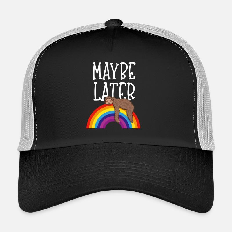 Vielleicht später Rainbow Sloth Lazy Männer Frauen Kinder Geschenk - Trucker Cap - Schwarz/Steingrau