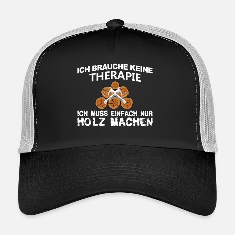 Therapie Holz - Trucker Cap - Schwarz/Steingrau