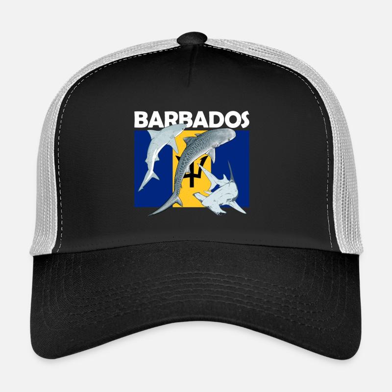 Drapeau de la Barbade Requin tigre Requin marteau Casquette trucker 