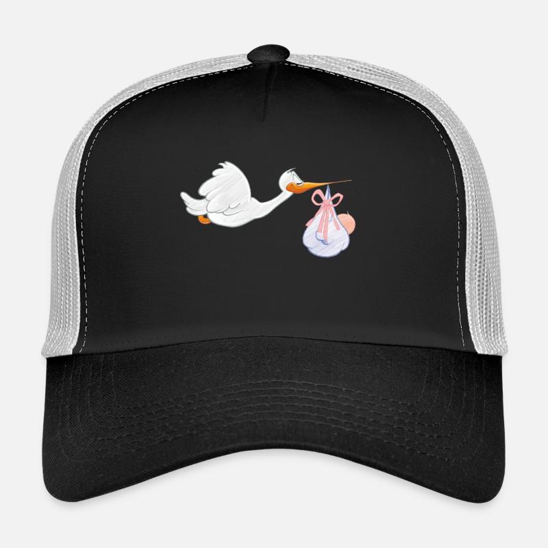 Storch mit Baby - Trucker Cap - Schwarz/Steingrau