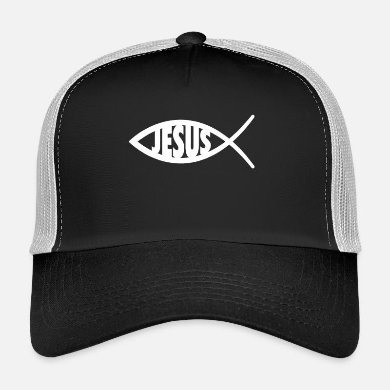 Jesus Fisch - Trucker Cap - Schwarz/Steingrau