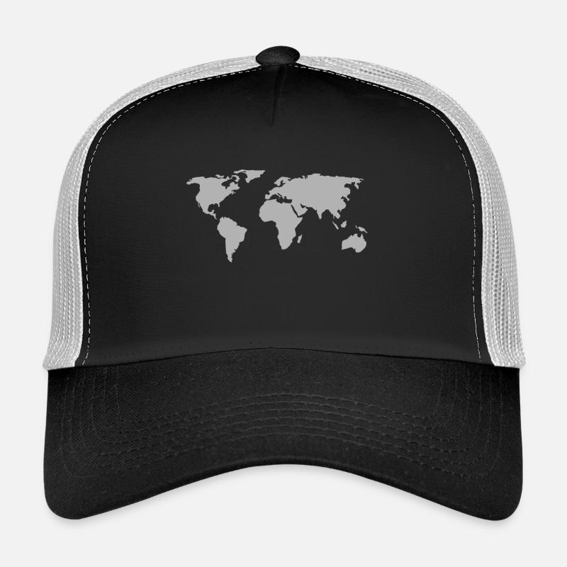 Weltkarte - Trucker Cap - Schwarz/Steingrau