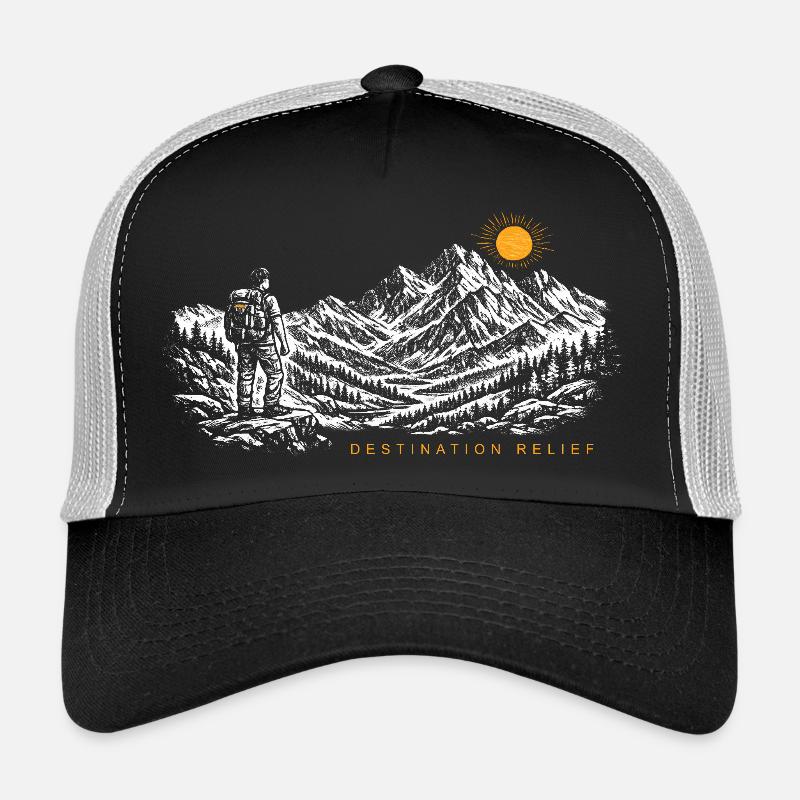 Wanderer Sonnenaufgang Destination Relief Hell - Trucker Cap - Schwarz/Steingrau