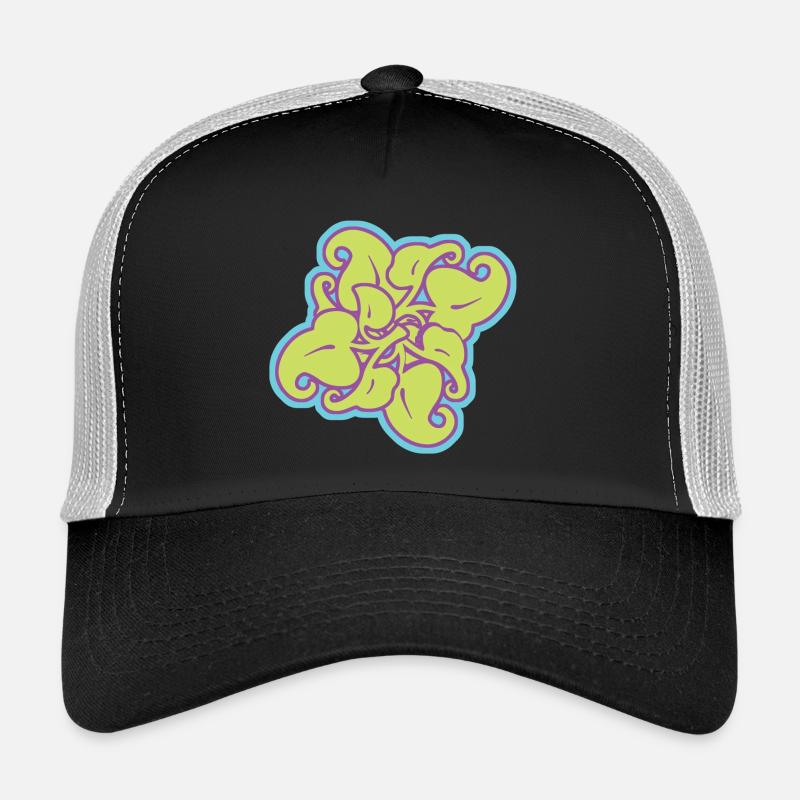Mandala Artisches Muster in Limette - Trucker Cap - Schwarz/Steingrau