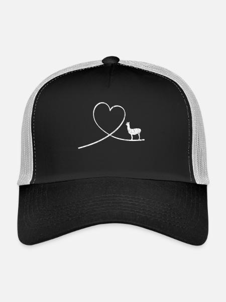 Lama Alpagas animaux Animaux De Maison Cadeau Idée cadeau - Casquette trucker  - noir/gris pierre - Devant