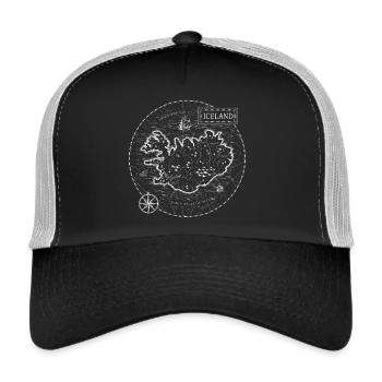 Vintage Karte Island - Trucker Cap - Schwarz/Steingrau - Vorne