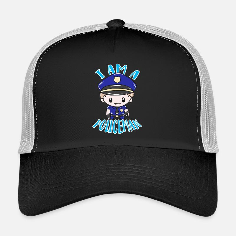 I Am a Policeman Cartoon - Trucker Cap - Schwarz/Steingrau