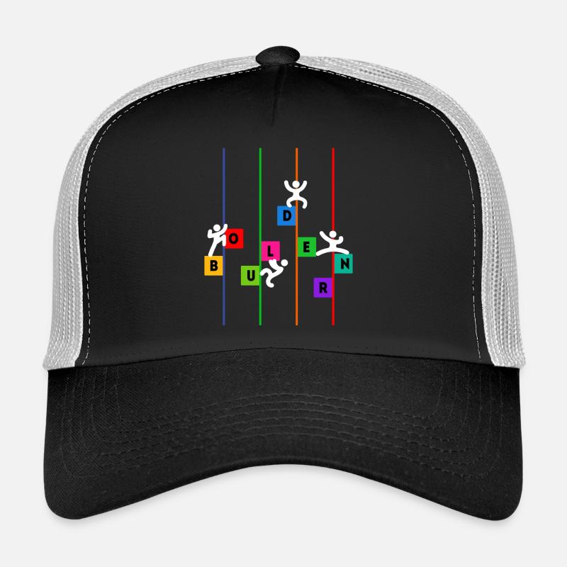 Bouldern Boulderer Klettern Bergsteigen Lustig - Trucker Cap - Schwarz/Steingrau