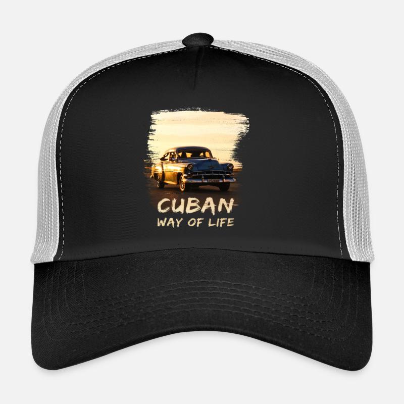 Cuba, Cuba, Mode de vie cubain, Oldtimer, Vacances - Casquette trucker  - noir/gris pierre