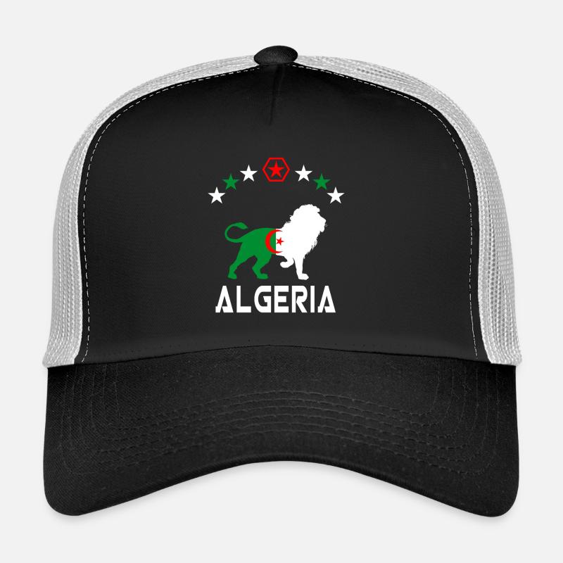 Algerien Löwen Flaggen Design / Geschenk - Trucker Cap - Schwarz/Steingrau