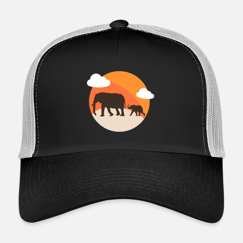 Elephant Silhouette at Sunset Orange - Trucker Cap - black/stone grey