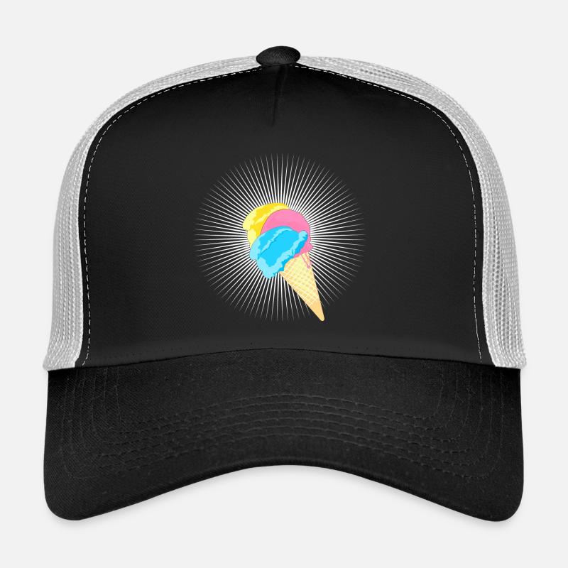 Eis Eistüte Eiskrem Softeis Waffel Strahlen - Trucker Cap - Schwarz/Steingrau